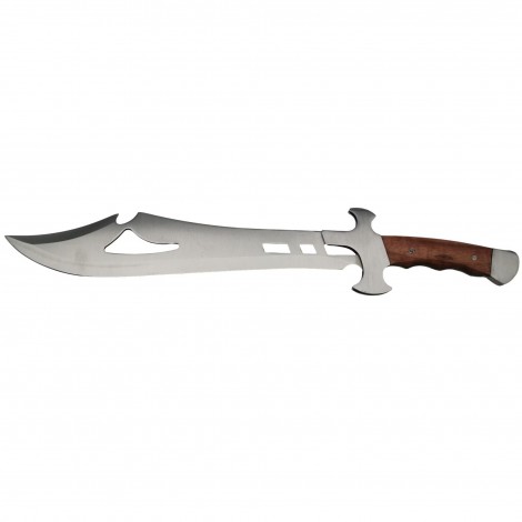 Maceta camping 50cm MAC-C50S, lama otel inoxidabil, maner lemn, cu husa textila, maro, sabie FRS10