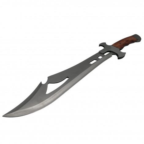 Maceta camping 50cm MAC-C50S, lama otel inoxidabil, maner lemn, cu husa textila, maro, sabie FRS10