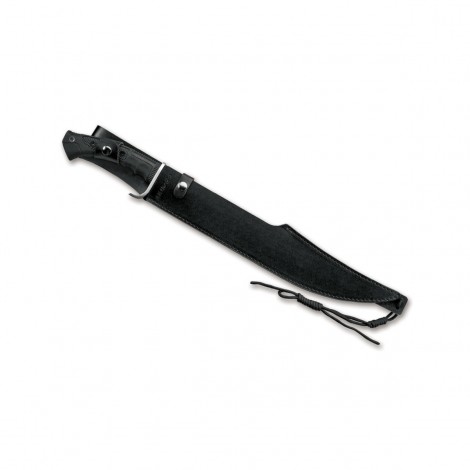 Maceta camping Spartan 60cm MAC-C60SS, lama otel inoxidabil, maner abs, cu husa textila, black, sabie FRS10