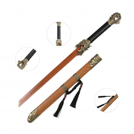 Sabie tradițională Han Tang cosplay / decorativă – replică realistă cu lamă lemn, 104 cm, SAB-HT104 FRS10 Sabie tradițională Han Tang cosplay / decorativă – replică realistă cu lamă lemn, 104 cm, SAB-HT104 FRS10