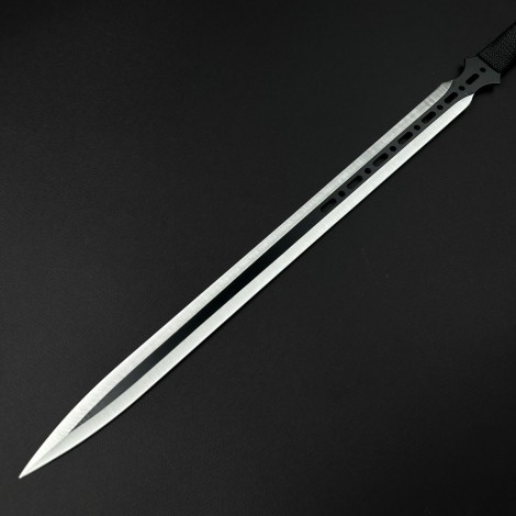 Sabie camping 67cm SB-C67DS, lama dublu tais otel inoxidabil, maner paracord, cu husa textila FR17 + Cadou kunai 22cm FRS10