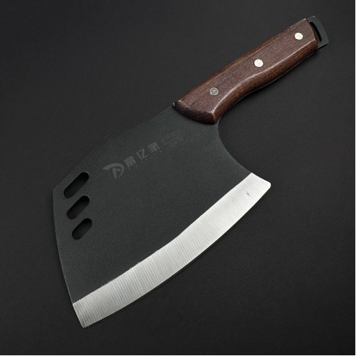 Cutit macelarie tip satar IZ 30cm, lama 17x11cm fier forjat, maner lemn maro