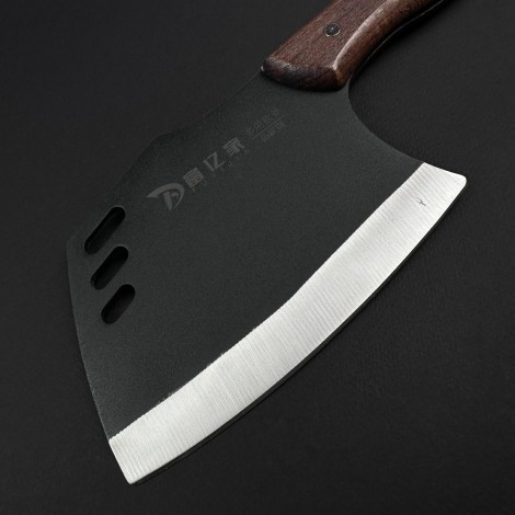 Cutit macelarie tip satar IZ 30cm, lama 17x11cm fier forjat, maner lemn maro