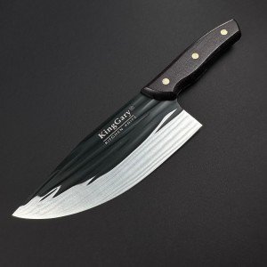 Cutit macelarie tip satar KingGary L602 30cm, lama 20x7cm fier forjat, maner lemn negru