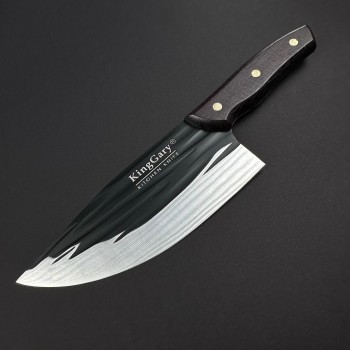 Cutit macelarie tip satar KingGary L602 30cm, lama 20x7cm fier forjat, maner lemn negru