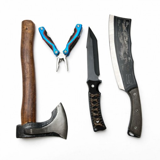 Set HOBBY camping 3 piese, Toporas, Maceta, Cutit plus Patent multifuncțional cadou, set6