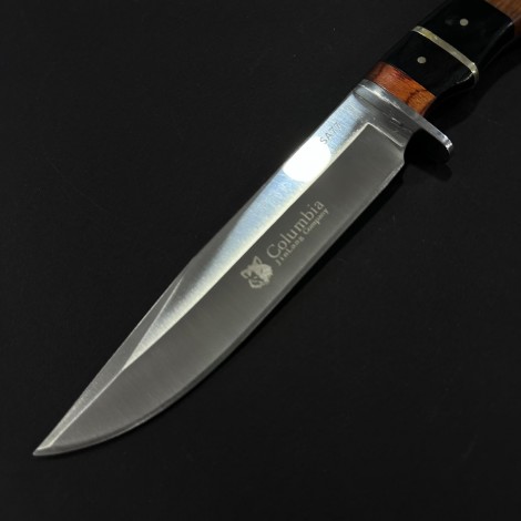 Cuțit camping tip dagger Columbia SA77 30 cm, lama varf dublu otel inox, maner lemn, teacă inclusa, COL-30SA77