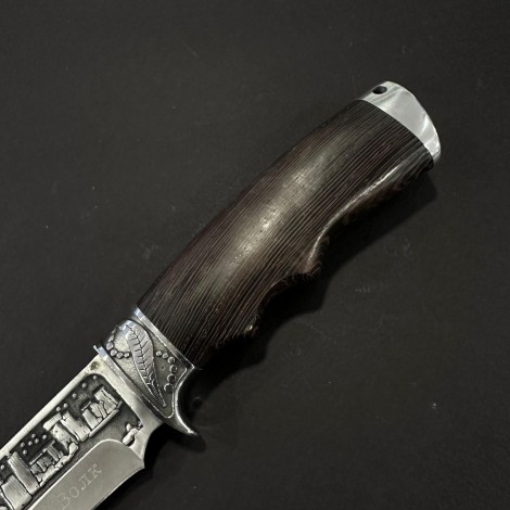 Cuțit camping tip dagger Ancient Wolf 28 cm, lama otel inox, maner lemn, teacă inclusa, CUT-AW28