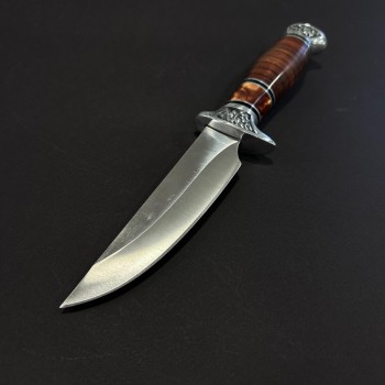 Cuțit camping tip dagger 26 cm, lama otel inox, maner lemn, teacă inclusa, CUT-FIX26