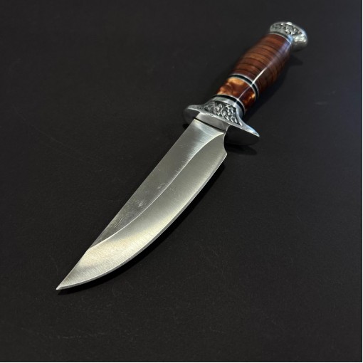 Cuțit camping tip dagger 26 cm, lama otel inox, maner lemn, teacă inclusa, CUT-FIX26