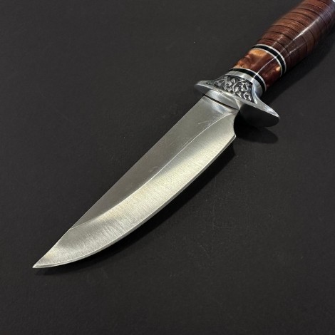 Cuțit camping tip dagger 26 cm, lama otel inox, maner lemn, teacă inclusa, CUT-FIX26