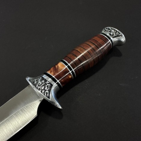 Cuțit camping tip dagger 26 cm, lama otel inox, maner lemn, teacă inclusa, CUT-FIX26