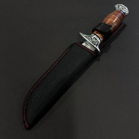 Cuțit camping tip dagger 26 cm, lama otel inox, maner lemn, teacă inclusa, CUT-FIX26