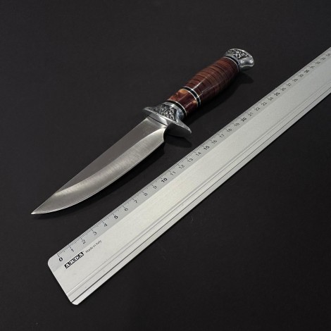 Cuțit camping tip dagger 26 cm, lama otel inox, maner lemn, teacă inclusa, CUT-FIX26