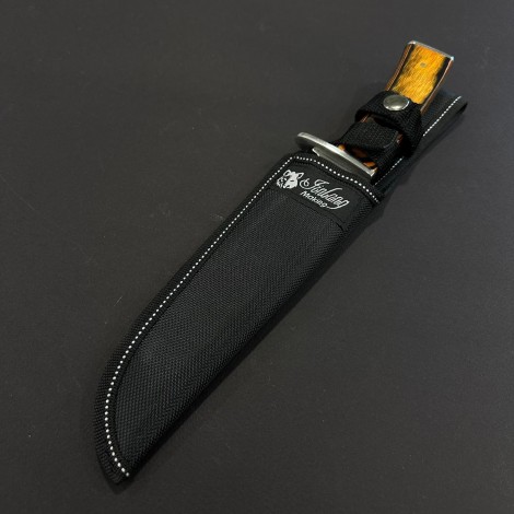 Cuțit camping tip dagger 31 cm, lama otel inox, maner lemn, teacă inclusa, CUT-FIX31PM