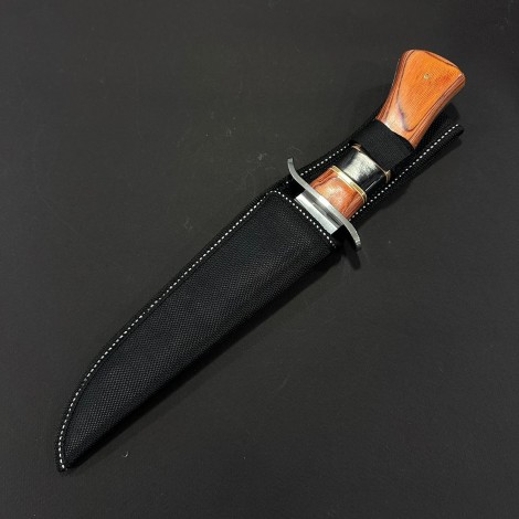 Cuțit camping tip dagger 32 cm, lama otel inox, maner lemn, teacă inclusa, CUT-FIX32PM