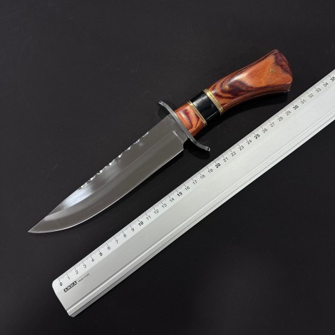 Cuțit camping tip dagger 32 cm, lama otel inox, maner lemn, teacă inclusa, CUT-FIX32PM