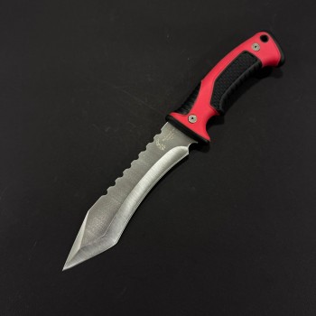 Cuțit camping tactic AJ 31 cm, lama otel inox, maner abs rosu-negru, teacă inclusa, CUT-TAC31R