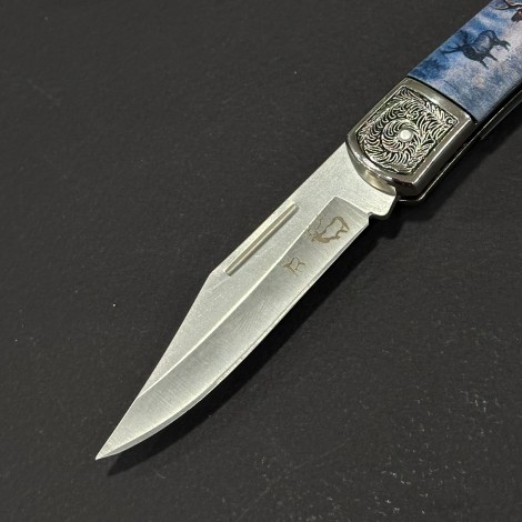 Cuțit briceag camping Anima Cerb 19cm, lama otel inox, mâner imprimeu, ANIM-CRB19BRW