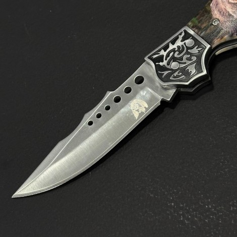 Cuțit briceag camping Anima Urs 21cm, lama otel inox, mâner imprimeu, husa, ANIM-URS21BRW