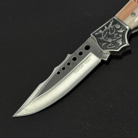 Cuțit briceag camping Anima Urs si Peste 21cm, lama otel inox, mâner imprimeu, husa, ANIM-URS21FSH