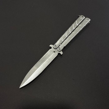 Briceag Balisong Silver 22cm, lama otel inox, maner stil fluture/butterfly, BAL-22FSLV