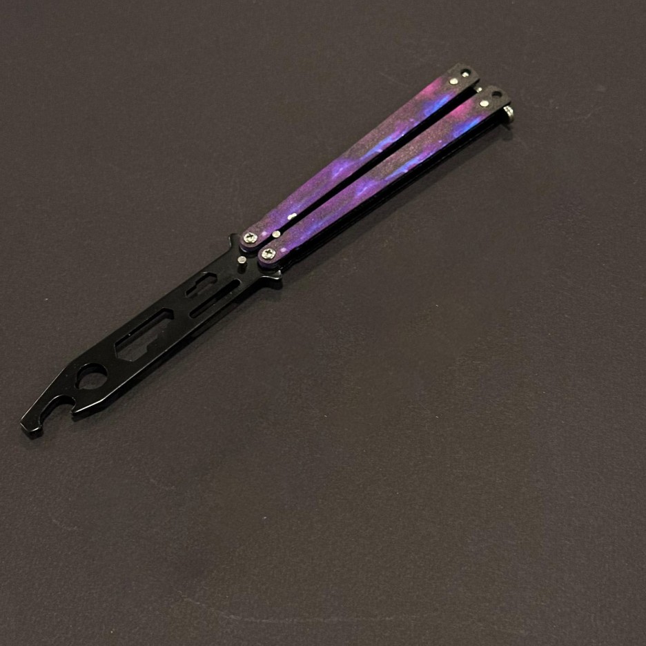 Briceag Balisong Purple 22cm, lama fara tais, maner stil fluture/butterfly, BAL-22FTPR