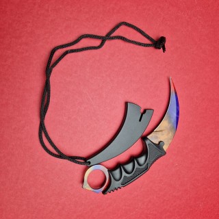Briceag tip cutit Karambit 19cm, lama otel inox, cu teaca si snur, KAR-19TMAR