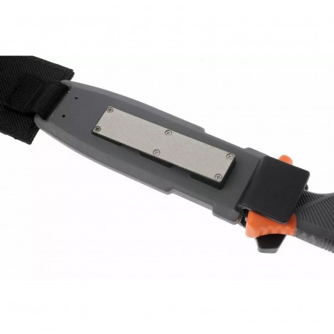 Set Cuțit camping Gerber GER-BG25 25cm, lama otel inox, maner portocaliu texturat, functii multiple, teacă inclusa