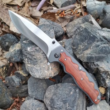 Cuțit camping briceag Gerber GER-BRC24F64 24cm, lama varf dublu otel inox, maner gri-maro