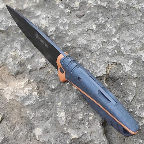 Cuțit camping Gerber GER-FIX25B 25cm, lama otel inox, maner portocaliu texturat, teacă inclusa