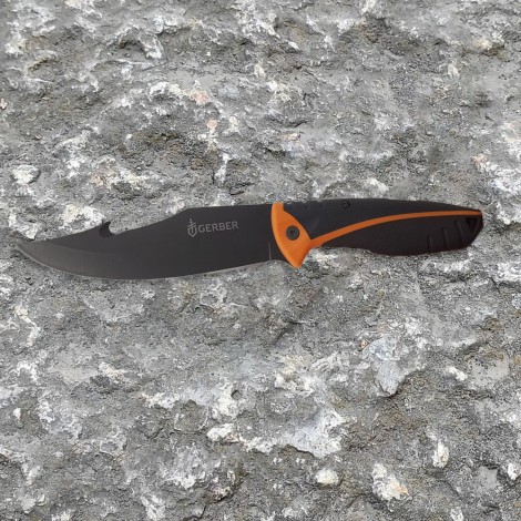 Cuțit camping Gerber hook GER-FIX26H 26cm, lama otel inox, maner portocaliu texturat, teacă inclusa