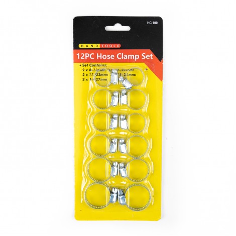 Cleme metalice, colier, HC 100, 12 piese, reglabile