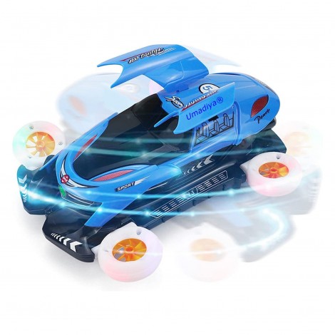 Masinuta acrobatica, cu iluminare LED, rotire 360 grade, albastru