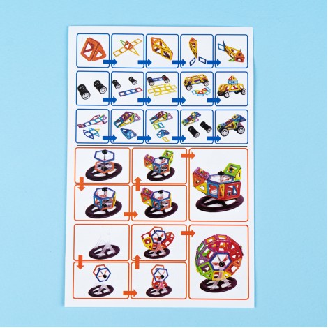 Set inteligent de constructie magnetic, 44 piese multicolore, posibilitati nelimitate