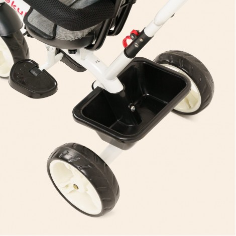 Tricicleta KUBI, 5 in 1, ghidon reglabil, scaun reglabil rotativ 360 grade, gri